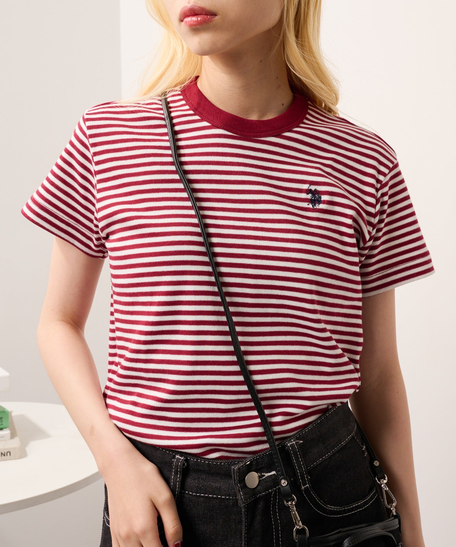 ユーエスポロアッスン U.S. POLO ASSN. ワンポイント刺繍 スムース半袖Tシャツ