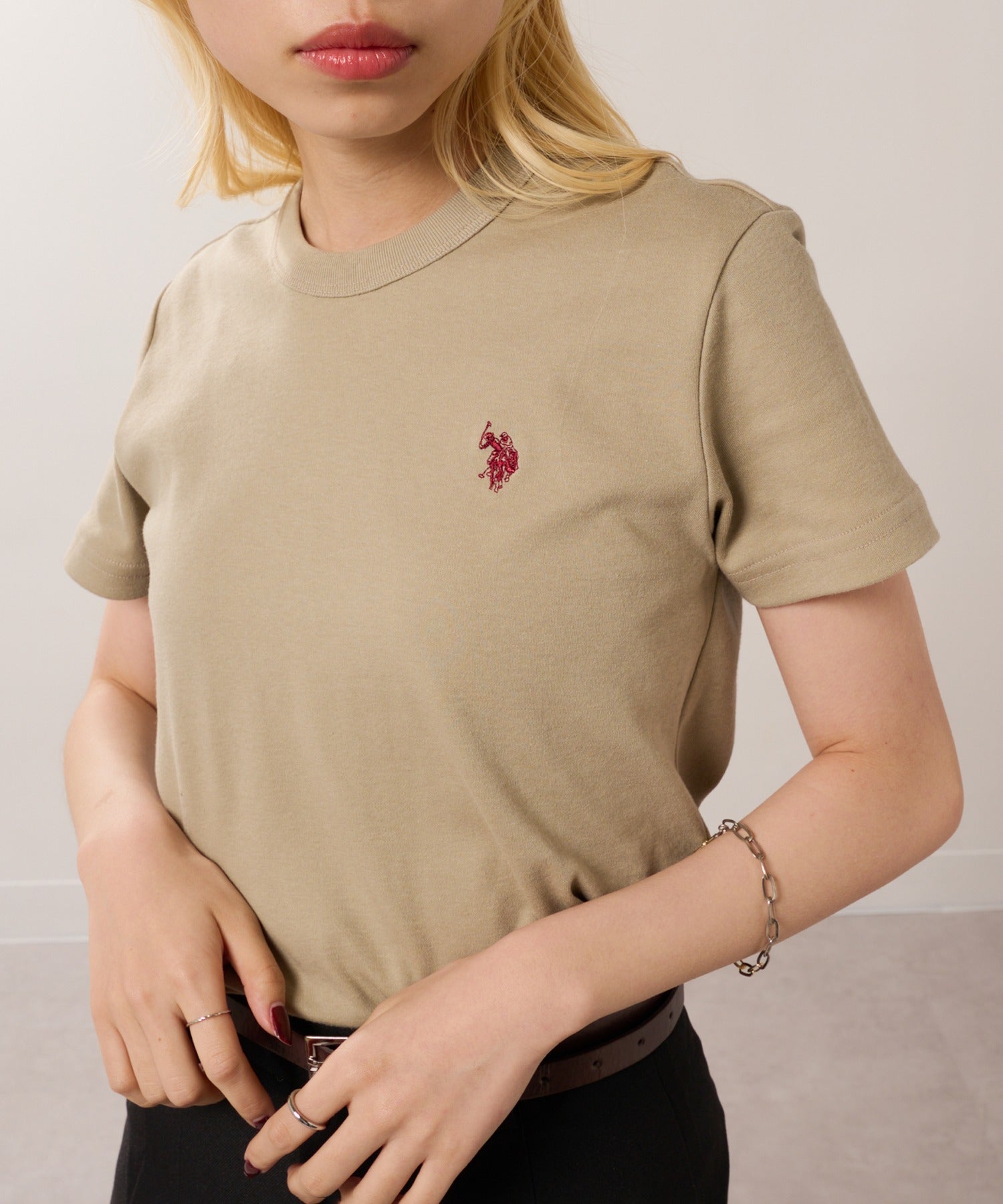 ユーエスポロアッスン U.S. POLO ASSN. ワンポイント刺繍 スムース半袖Tシャツ