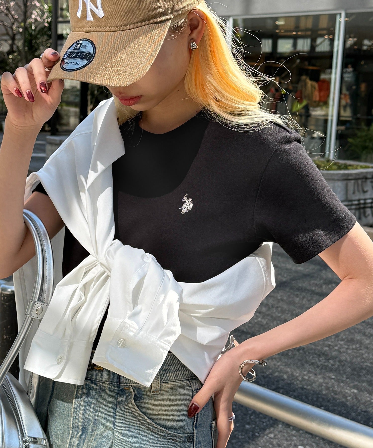 ユーエスポロアッスン U.S. POLO ASSN. ワンポイント刺繍 スムース半袖Tシャツ