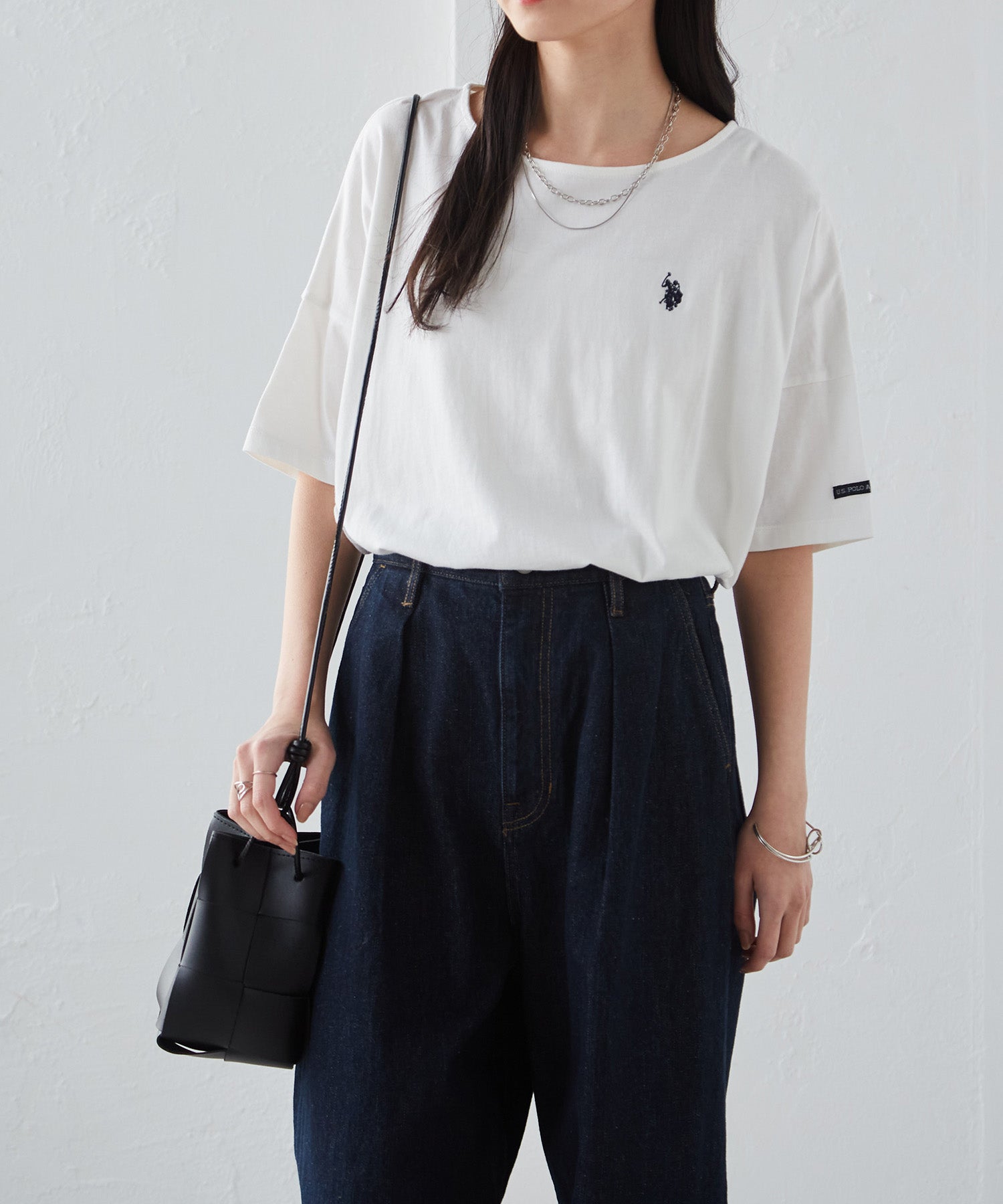 ユーエスポロアッスン U.S. POLO ASSN. ＜USPOLOASSN＞綿1００％ ワンポイント5分袖Tシャツ（オフホワイト） オフホワイト