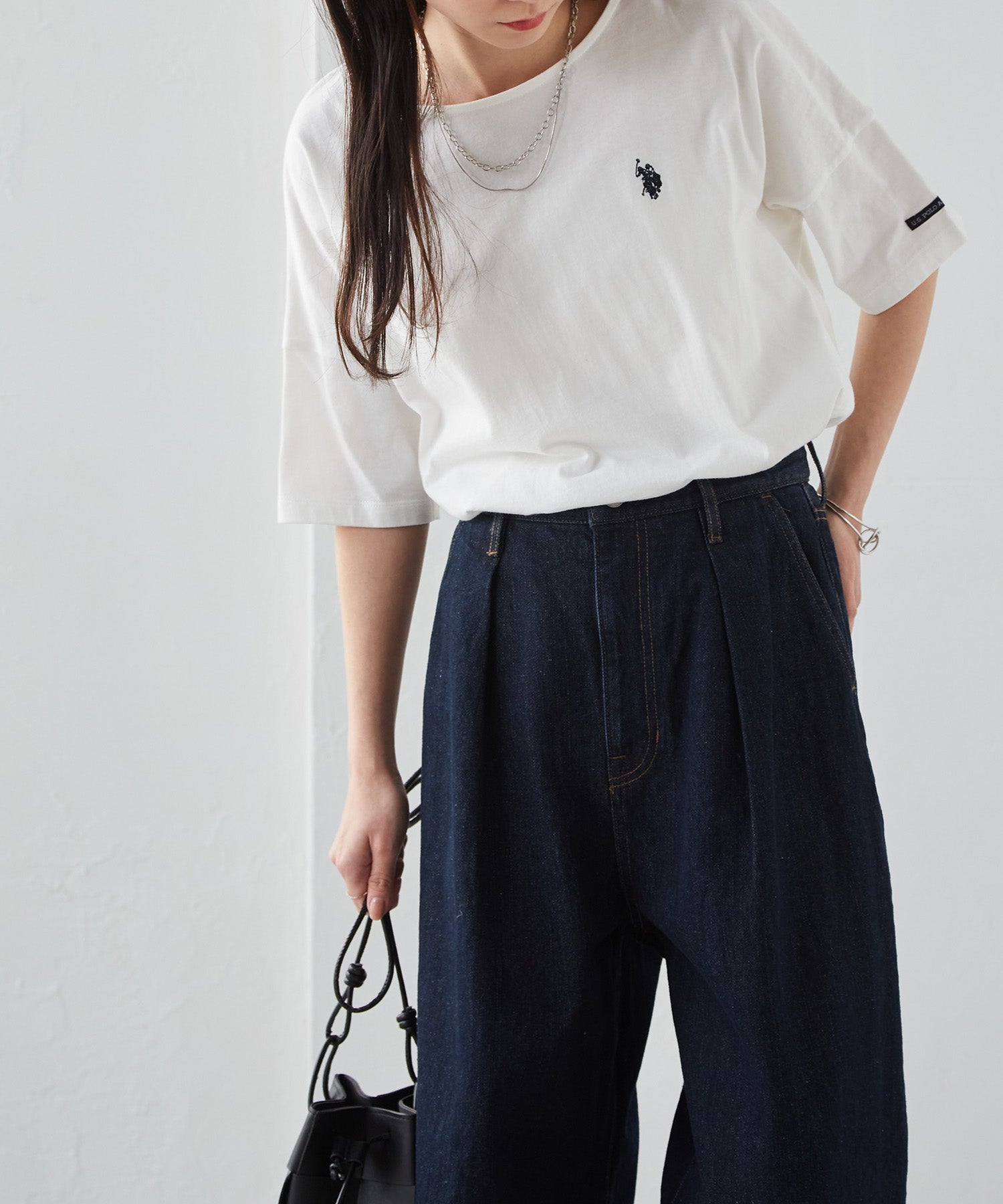 ユーエスポロアッスン U.S. POLO ASSN. ＜USPOLOASSN＞綿1００％ ワンポイント5分袖Tシャツ（オフホワイト） オフホワイト