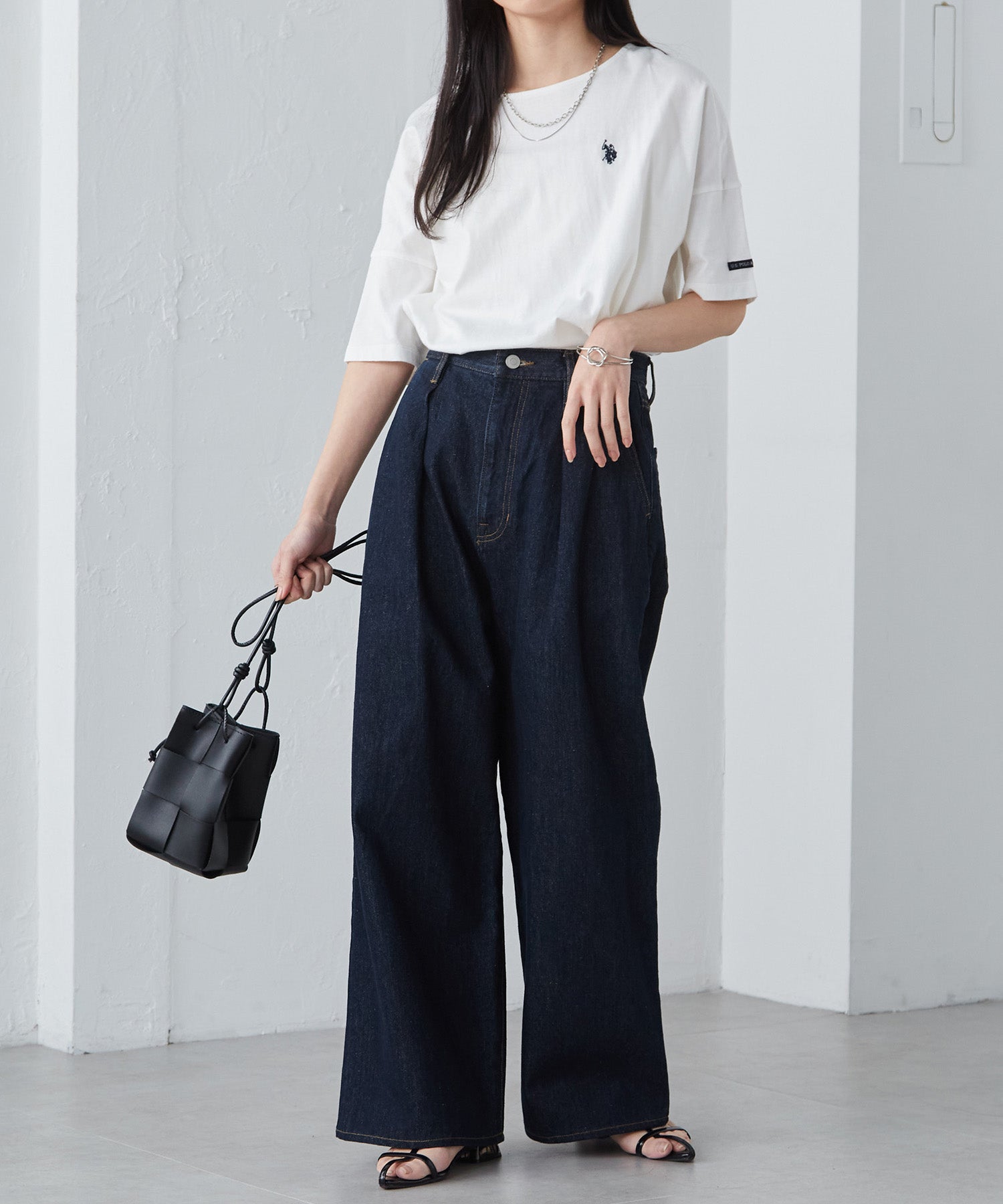 ユーエスポロアッスン U.S. POLO ASSN. ＜USPOLOASSN＞綿1００％ ワンポイント5分袖Tシャツ（オフホワイト） オフホワイト