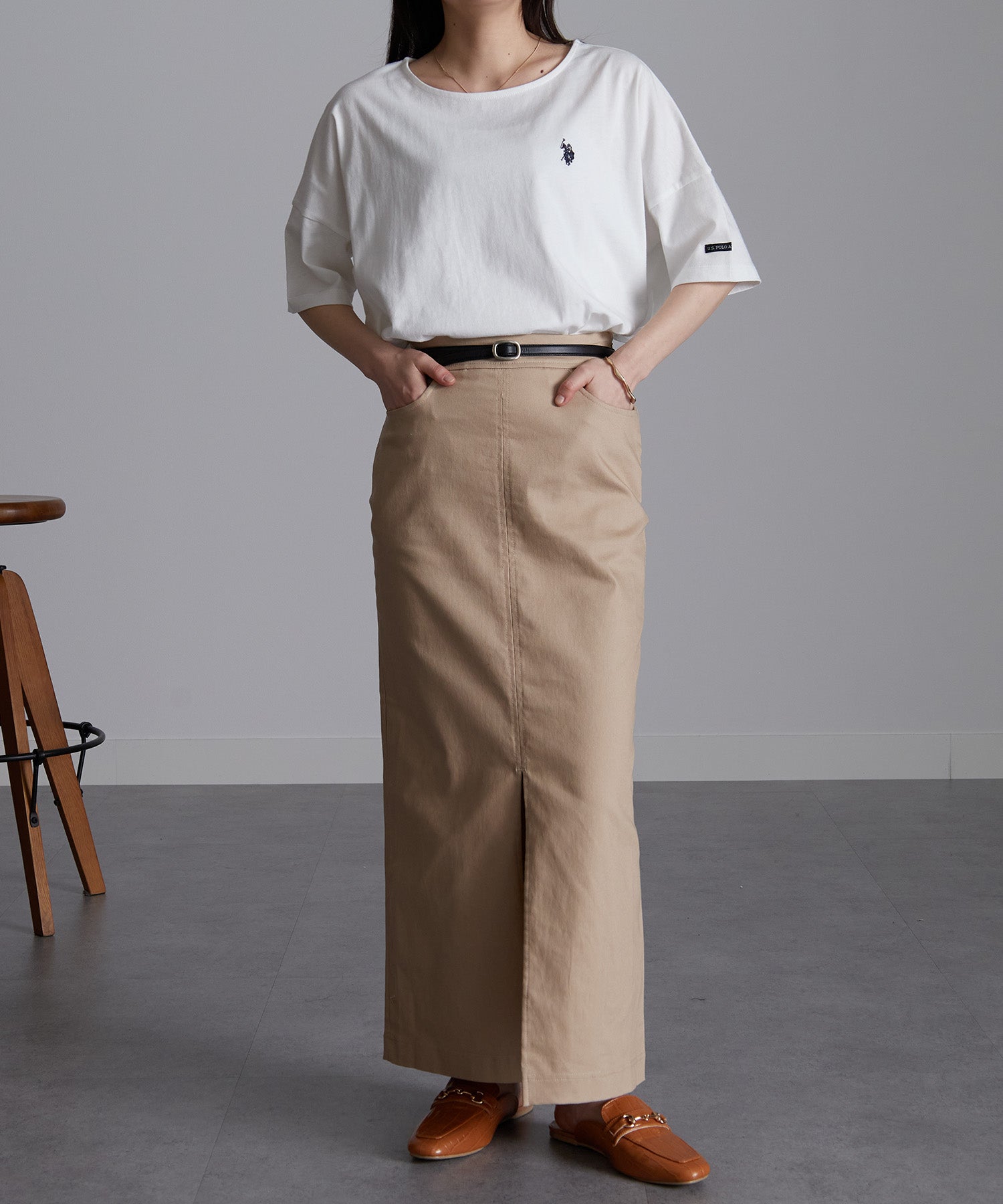 ユーエスポロアッスン U.S. POLO ASSN. ＜USPOLOASSN＞綿1００％ ワンポイント5分袖Tシャツ（オフホワイト） オフホワイト
