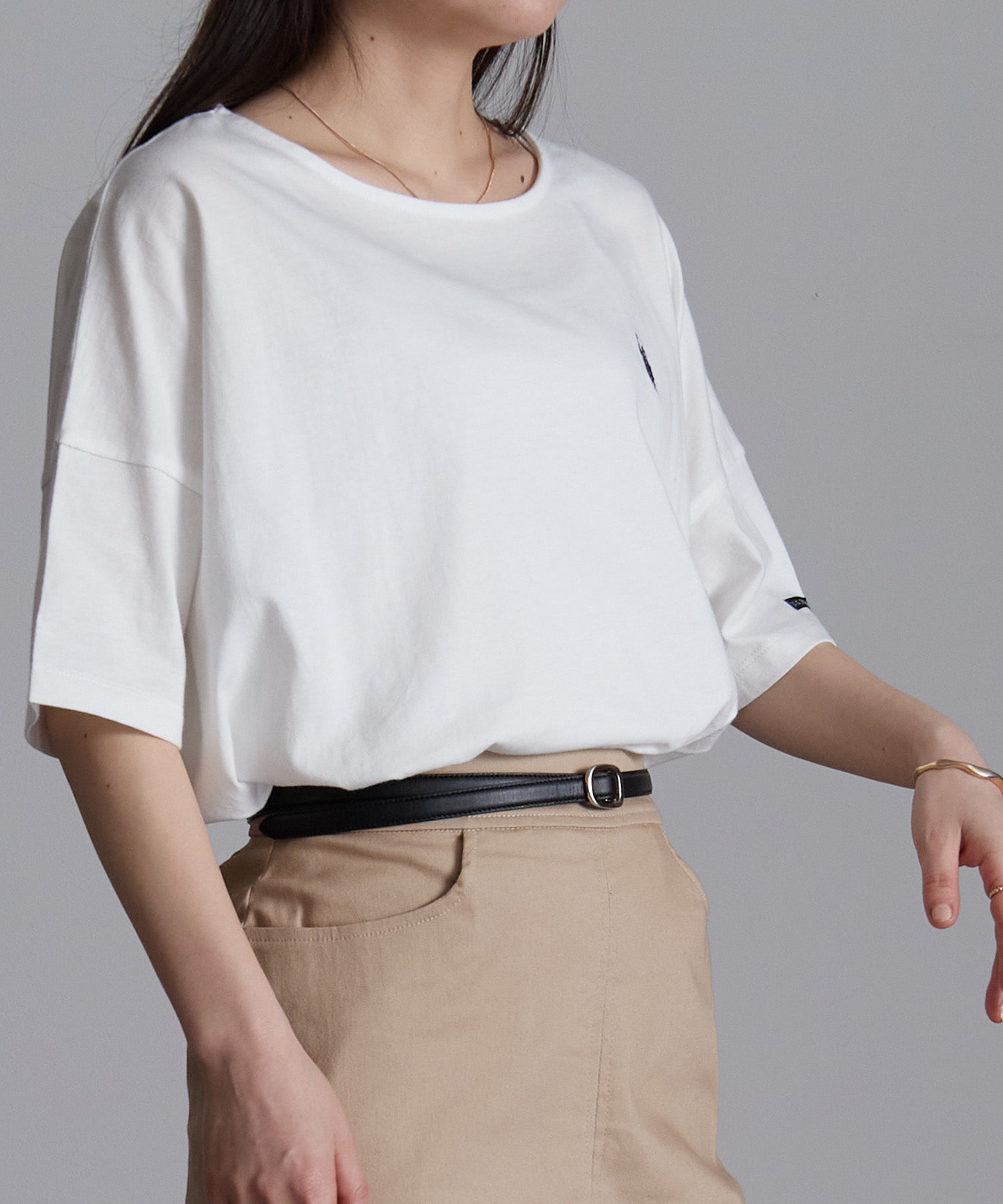 ユーエスポロアッスン U.S. POLO ASSN. ＜USPOLOASSN＞綿1００％ ワンポイント5分袖Tシャツ（オフホワイト） オフホワイト