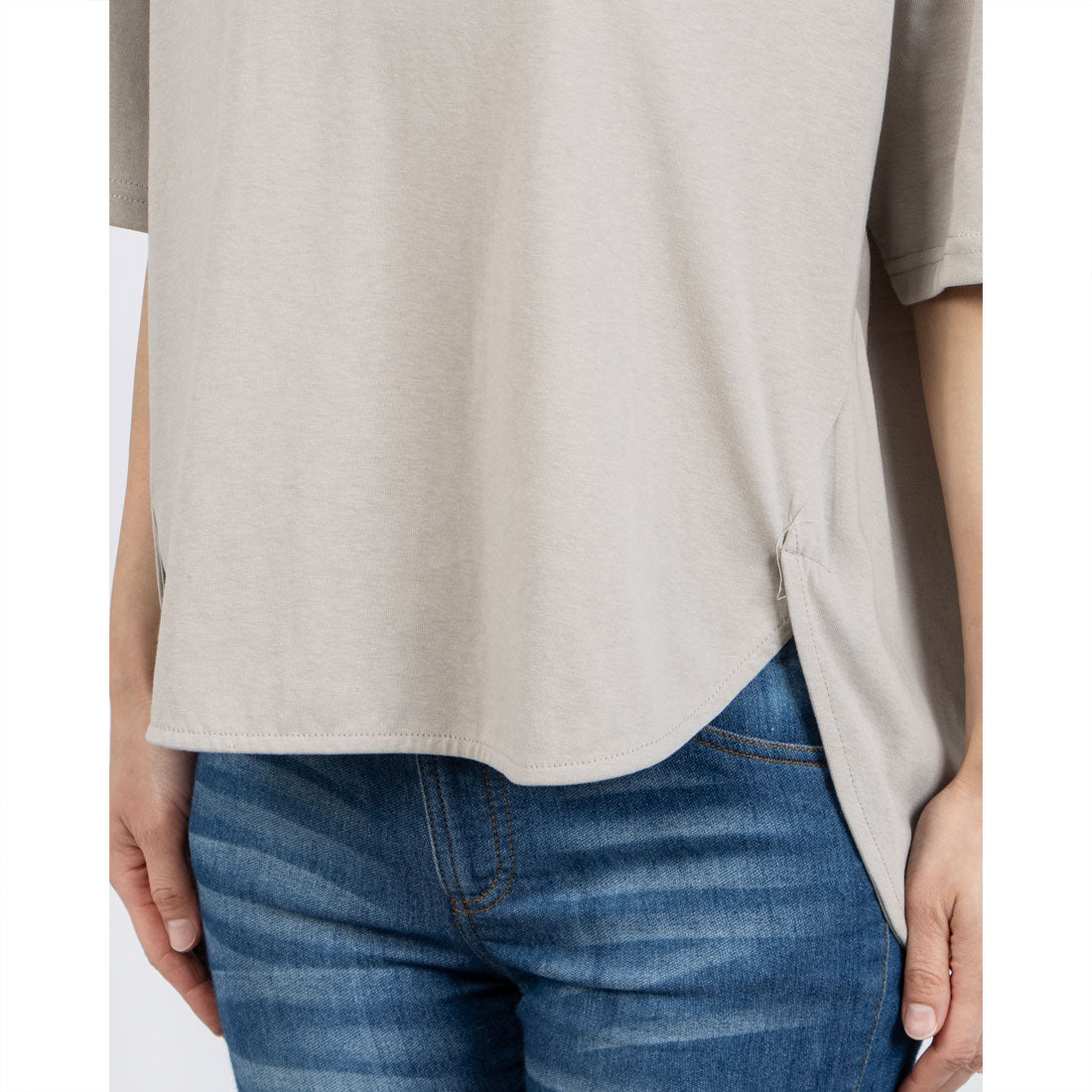 ユーエスポロアッスン U.S. POLO ASSN. U.S.POLO ASSN. 裾 ラウンド Tシャツ （サックス） サックス