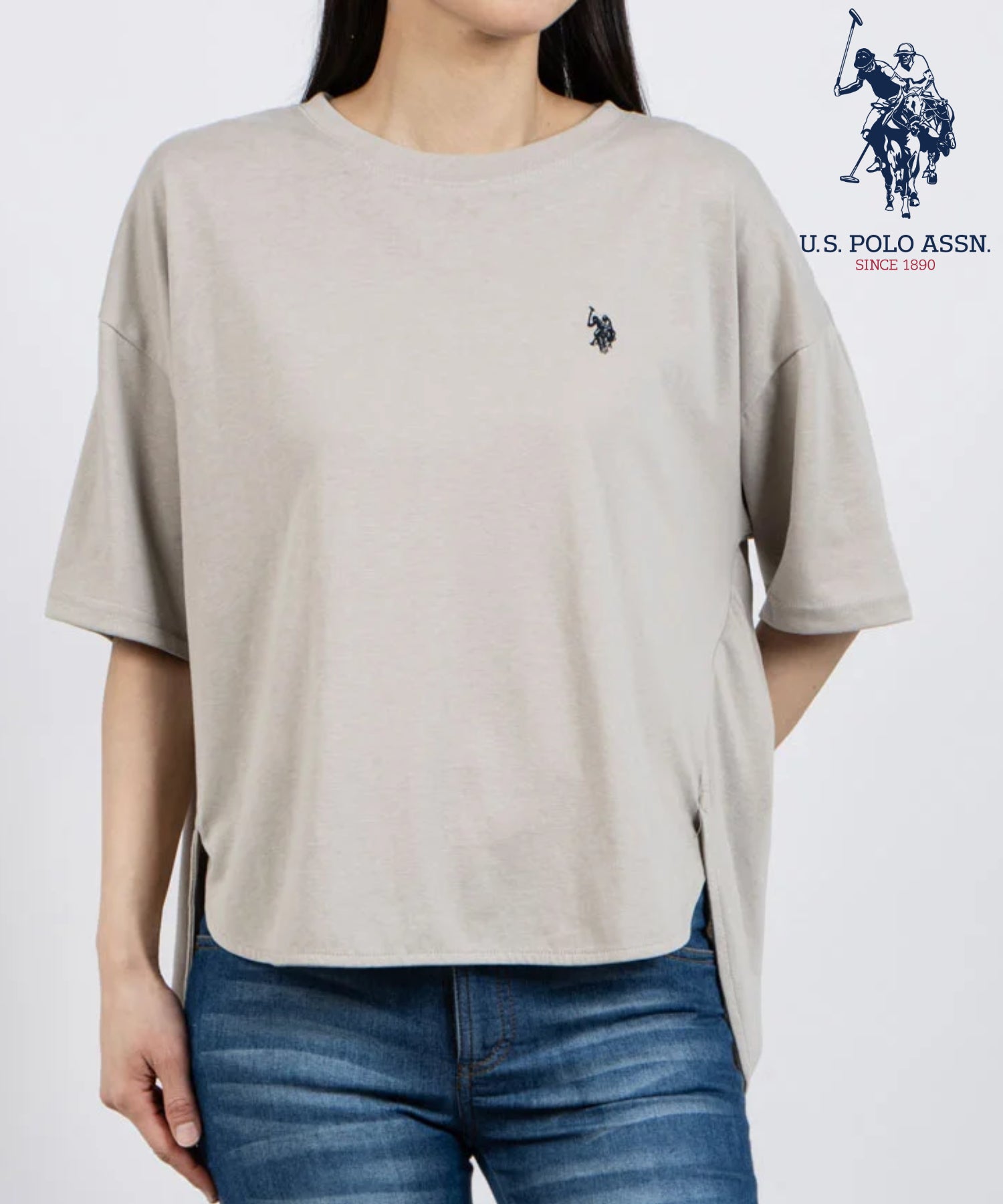 ユーエスポロアッスン U.S. POLO ASSN. U.S.POLO ASSN. 裾 ラウンド Tシャツ （ベージュ） ベージュ