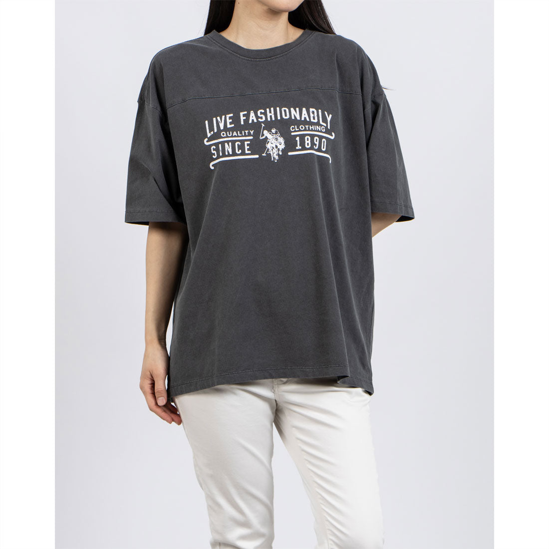 ユーエスポロアッスン U.S. POLO ASSN. U.S.POLO ASSN. ピグメント プリントTシャツ （スミクロ） スミクロ