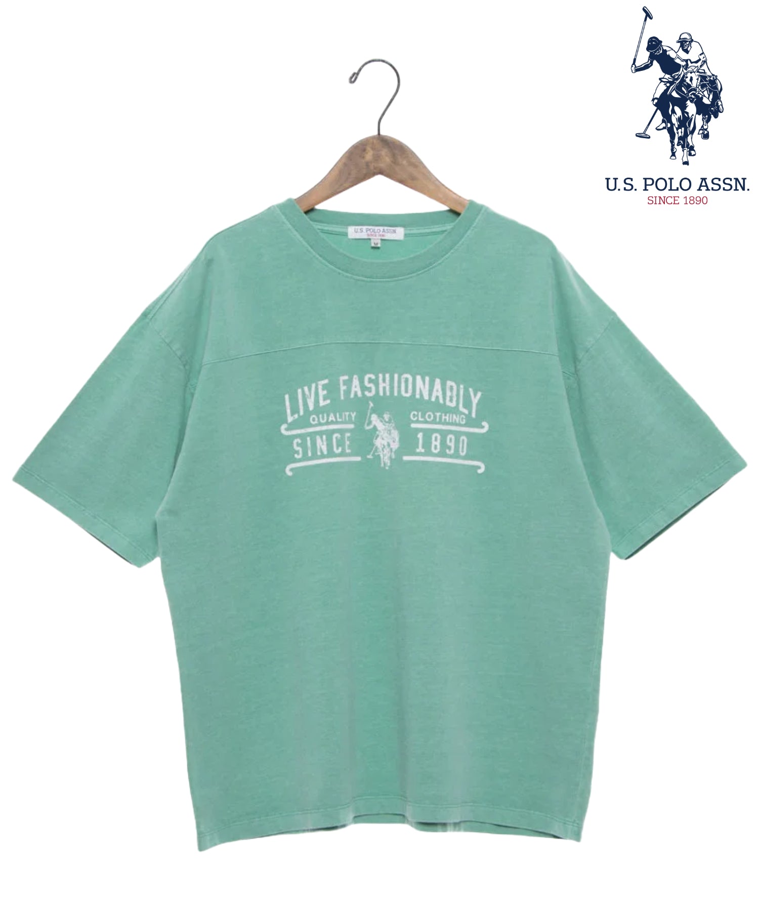 ユーエスポロアッスン U.S. POLO ASSN. U.S.POLO ASSN. ピグメント プリントTシャツ （グリーン） グリーン