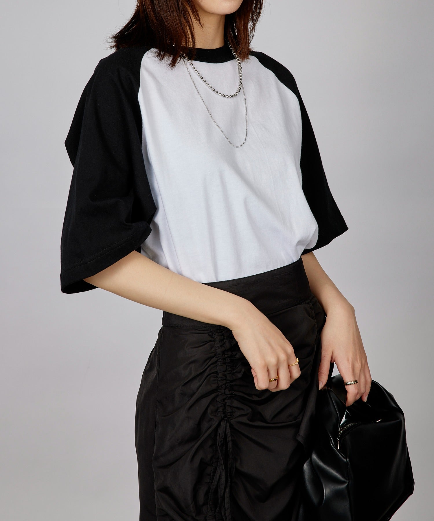 ユナイテッドアスレ United Athle 【United Athle】5.6オンス ラグランTシャツ 半袖 5041 （ホワイト×ブラック） ホワイト×ブラック