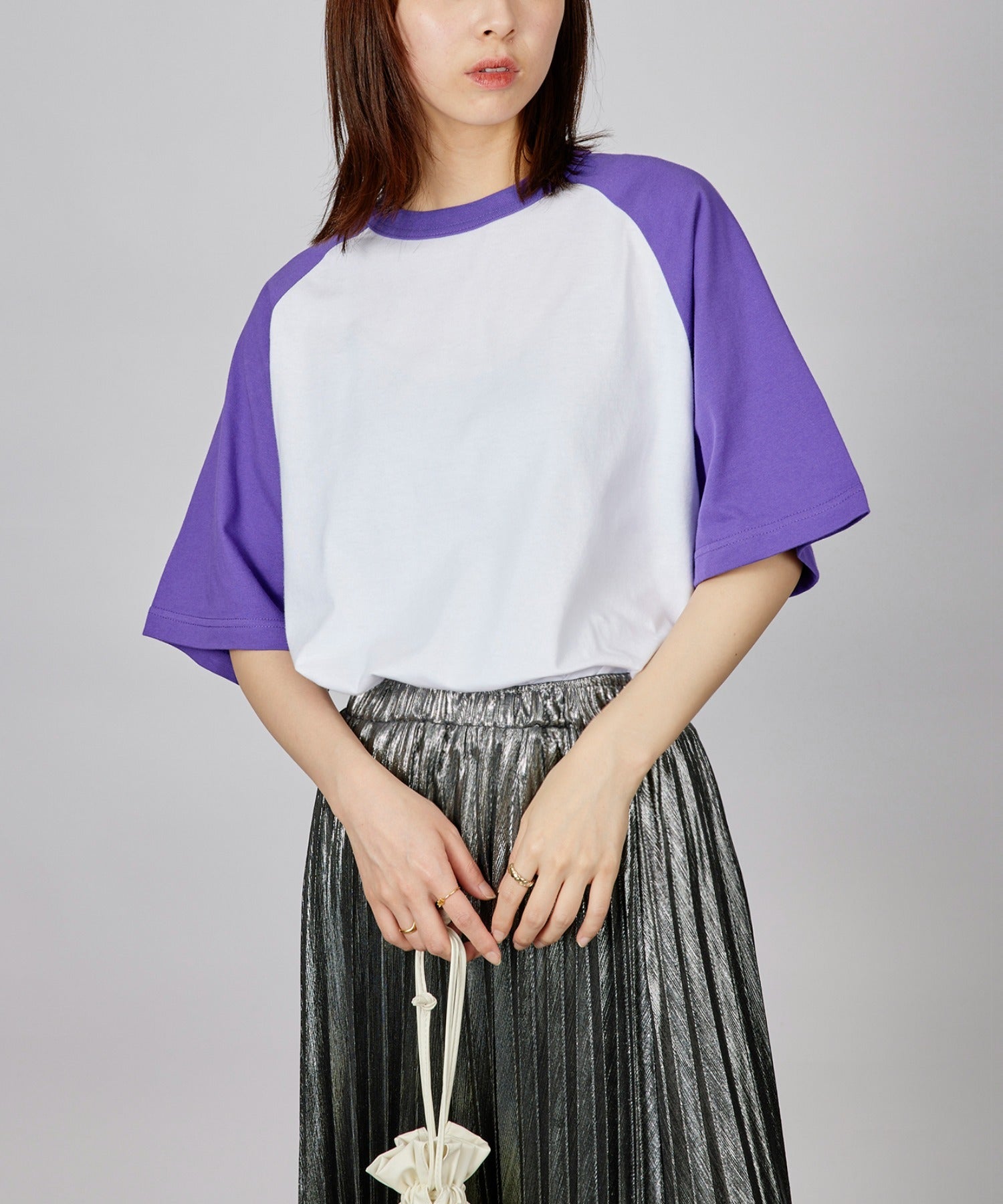 ユナイテッドアスレ United Athle 【United Athle】5.6オンス ラグランTシャツ 半袖 5041 （ホワイト×パープル） ホワイト×パープル