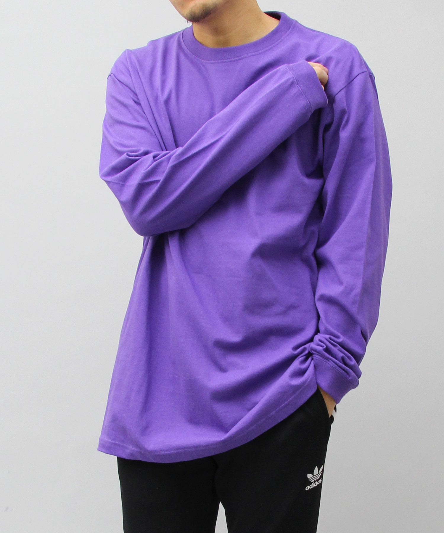 ユナイテッドアスレ United Athle 5.6オンス ロングスリーブ 袖リブ Tシャツ / ロンT,パープル(バイオレットパープル)