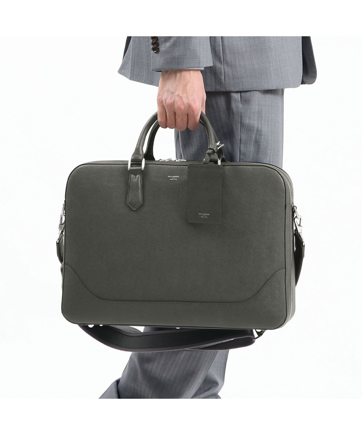 ペッレ モルビダ PELLE MORBIDA ペッレモルビダ ブリーフケース PELLEMORBIDA Capitano キャピターノ ビジネスバッグ 本革 2WAY ショルダー B4 A4 CA014A （チャコールグレー） チャコールグレー