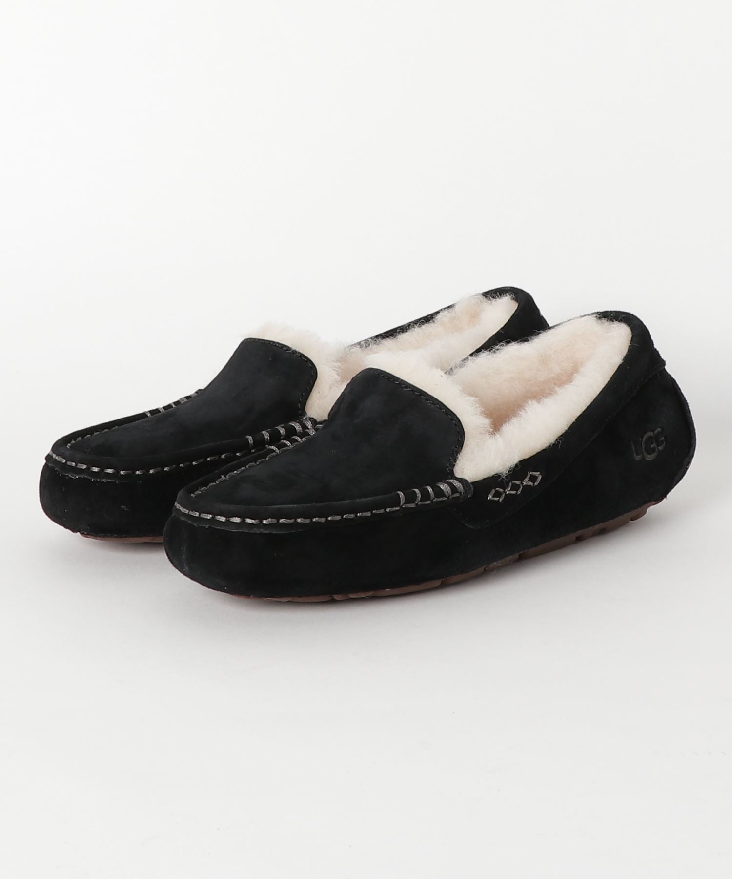 アグ UGG ANSLEY ウールボア スリッポン ローファー モカシン アンスレー 防寒 ファー 靴 ボア レザー スエード