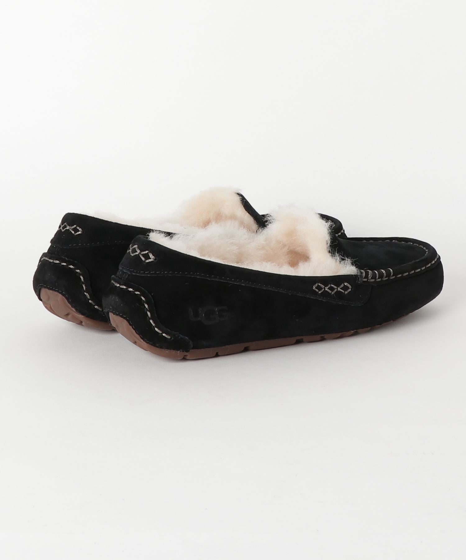 アグ UGG ANSLEY ウールボア スリッポン ローファー モカシン アンスレー 防寒 ファー 靴 ボア レザー スエード