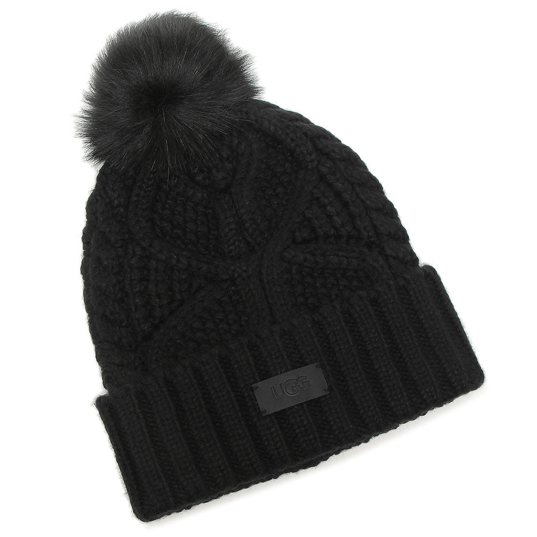 アグ UGG 帽子 ケーブルビーニー ウィズ ポン ブラック レディース UGG 10089 BLK （BLACK） BLACK
