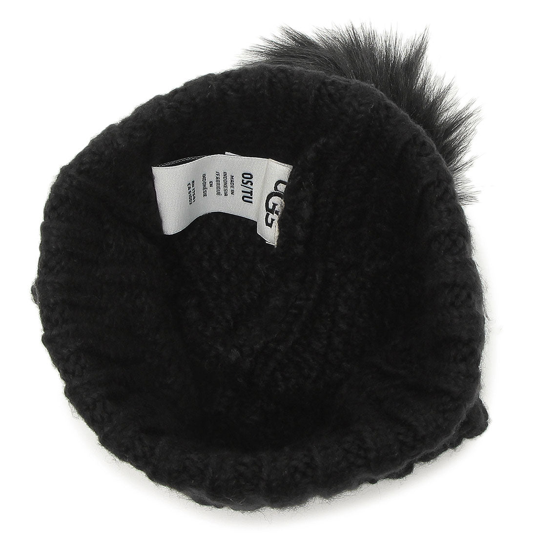 アグ UGG 帽子 ケーブルビーニー ウィズ ポン ブラック レディース UGG 10089 BLK （BLACK） BLACK