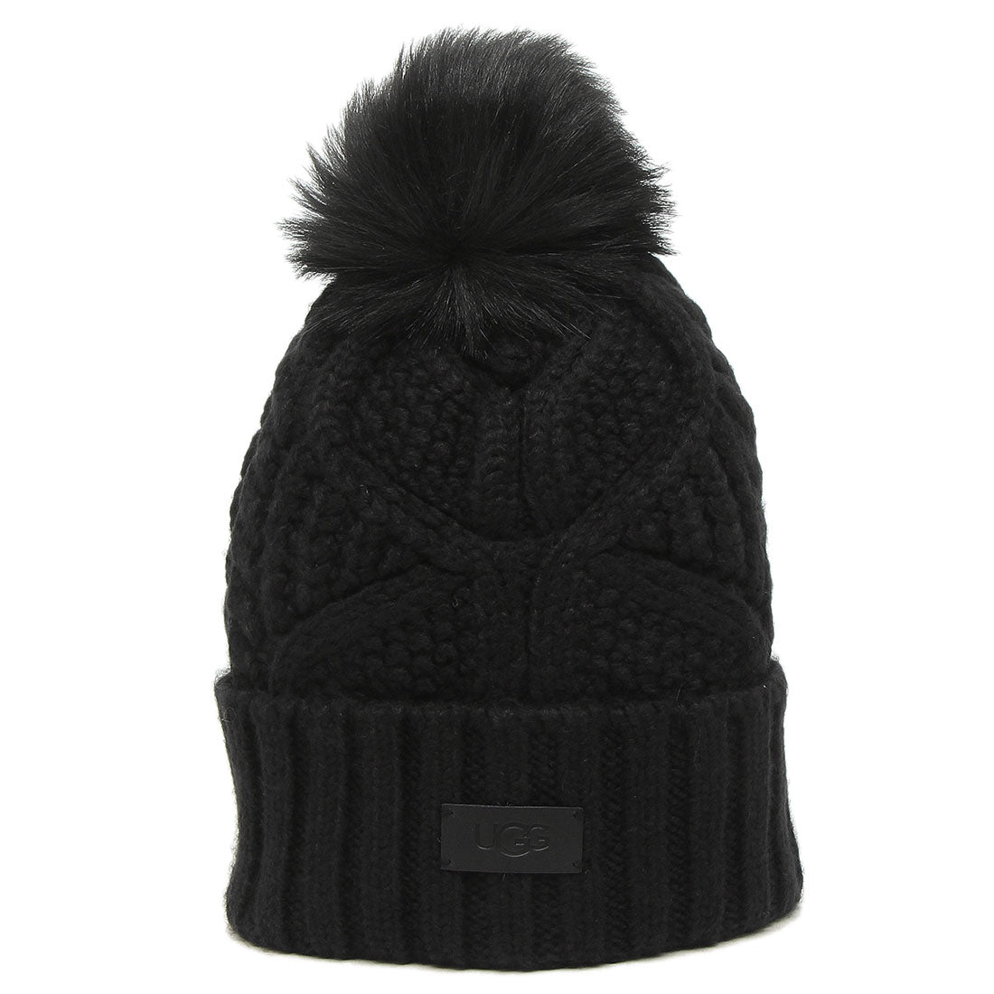 アグ UGG 帽子 ケーブルビーニー ウィズ ポン ブラック レディース UGG 10089 BLK （BLACK） BLACK