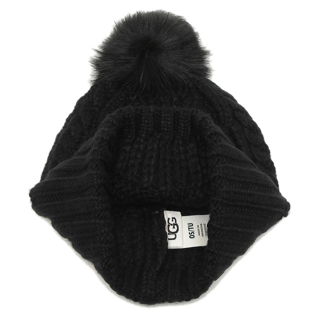 アグ UGG 帽子 ケーブルビーニー ウィズ ポン ブラック レディース UGG 10089 BLK （BLACK） BLACK