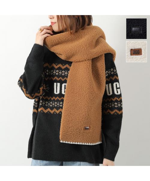アグ UGG UGG マフラー W UGGfluff SCALLOPED SCARF 101021 （BLK/BLACK-ブラック） BLK/BLACK-ブラック