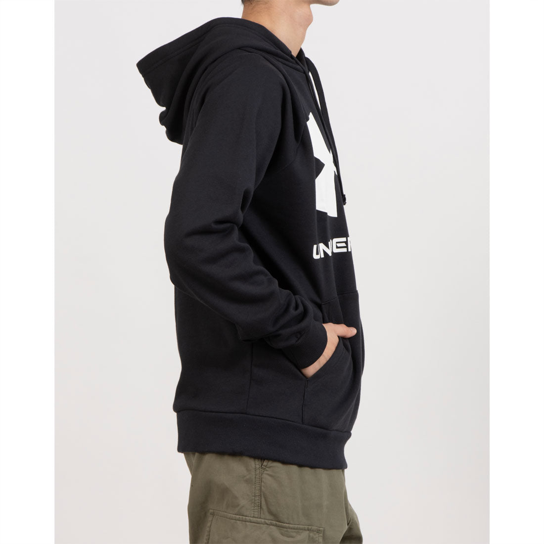 アンダーアーマー UNDER ARMOUR UA ライバル フリース ビッグ ロゴ パーカー （ブラック×ホワイト） ブラック×ホワイト