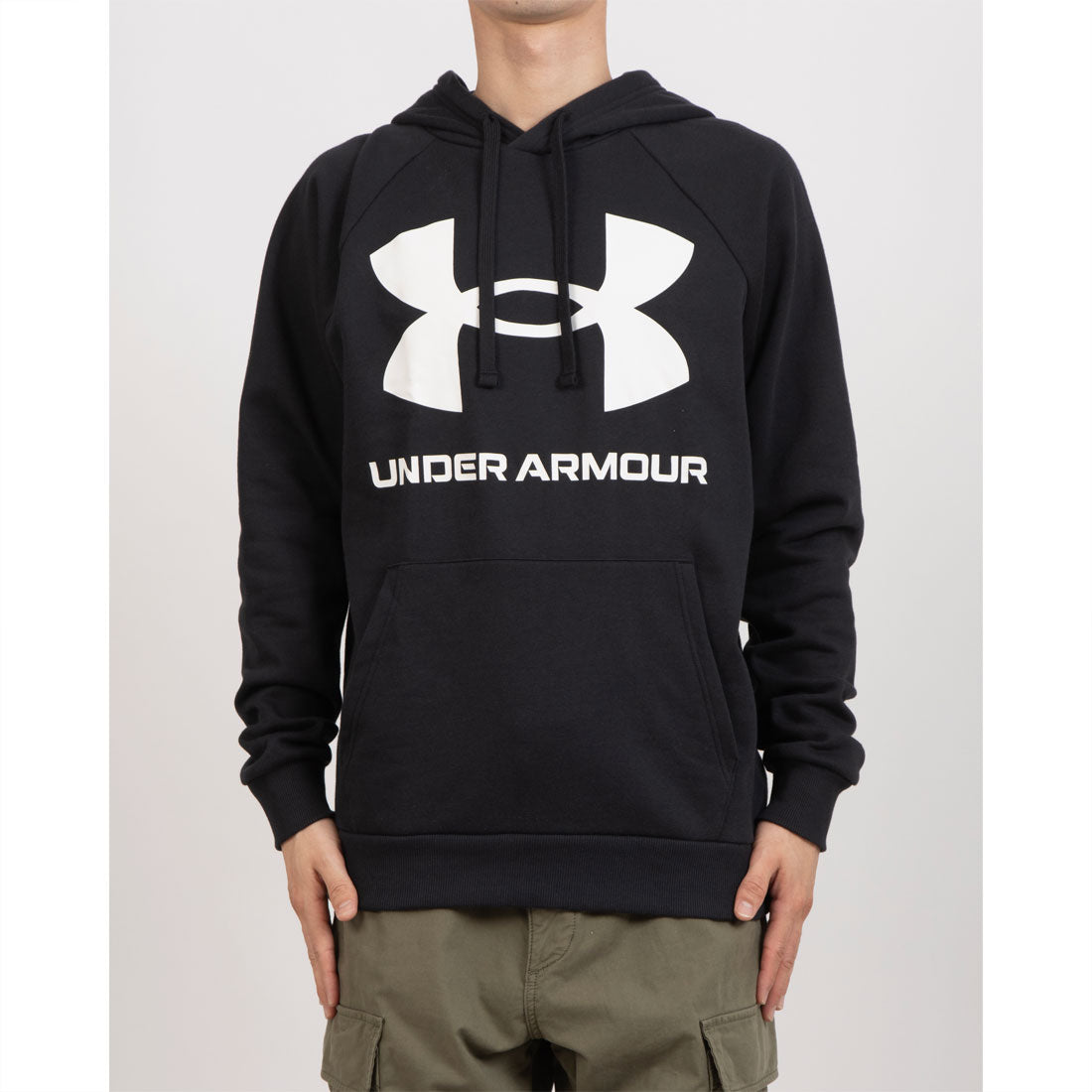 アンダーアーマー UNDER ARMOUR UA ライバル フリース ビッグ ロゴ パーカー （ブラック×ホワイト） ブラック×ホワイト