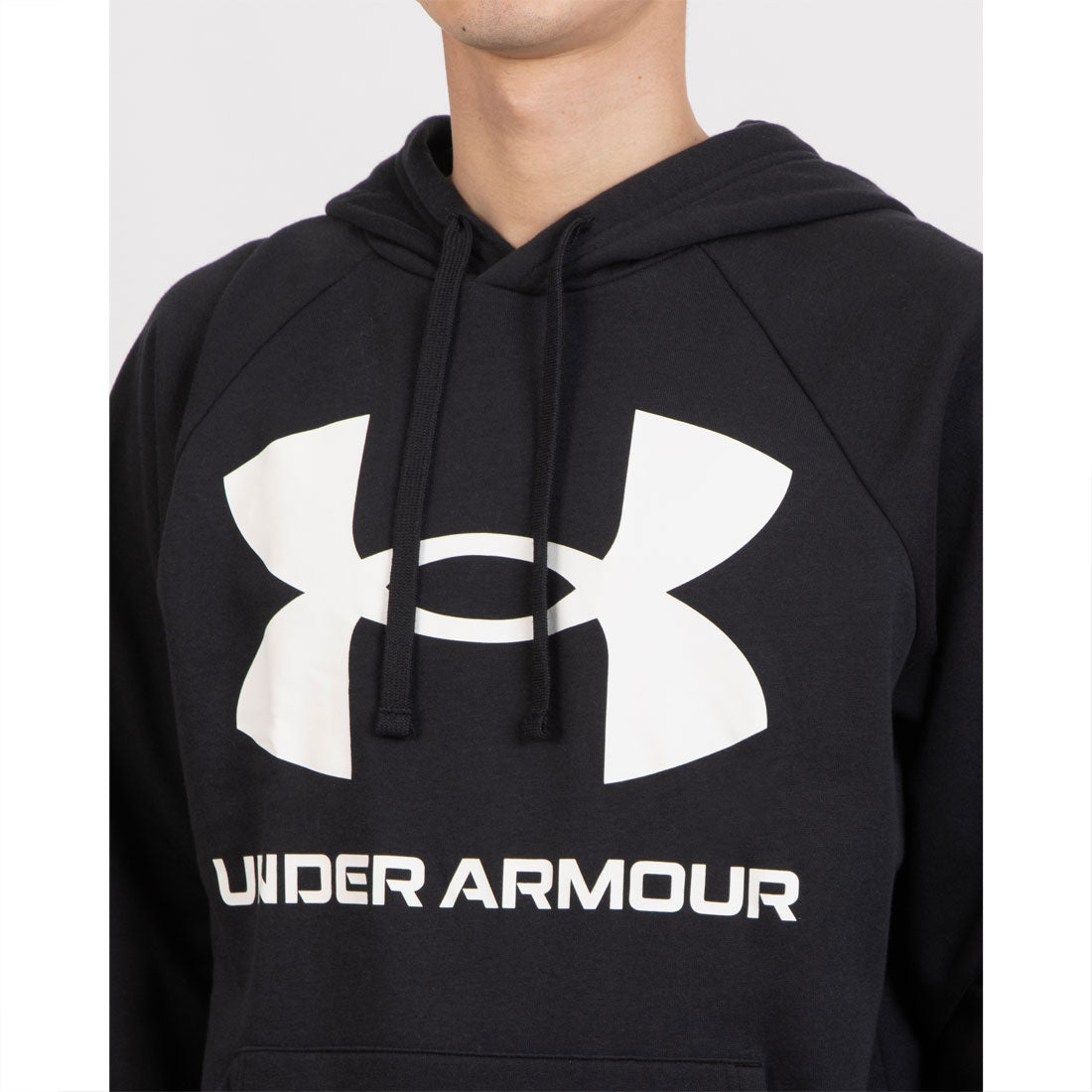 アンダーアーマー UNDER ARMOUR UA ライバル フリース ビッグ ロゴ パーカー （ブラック×ホワイト） ブラック×ホワイト