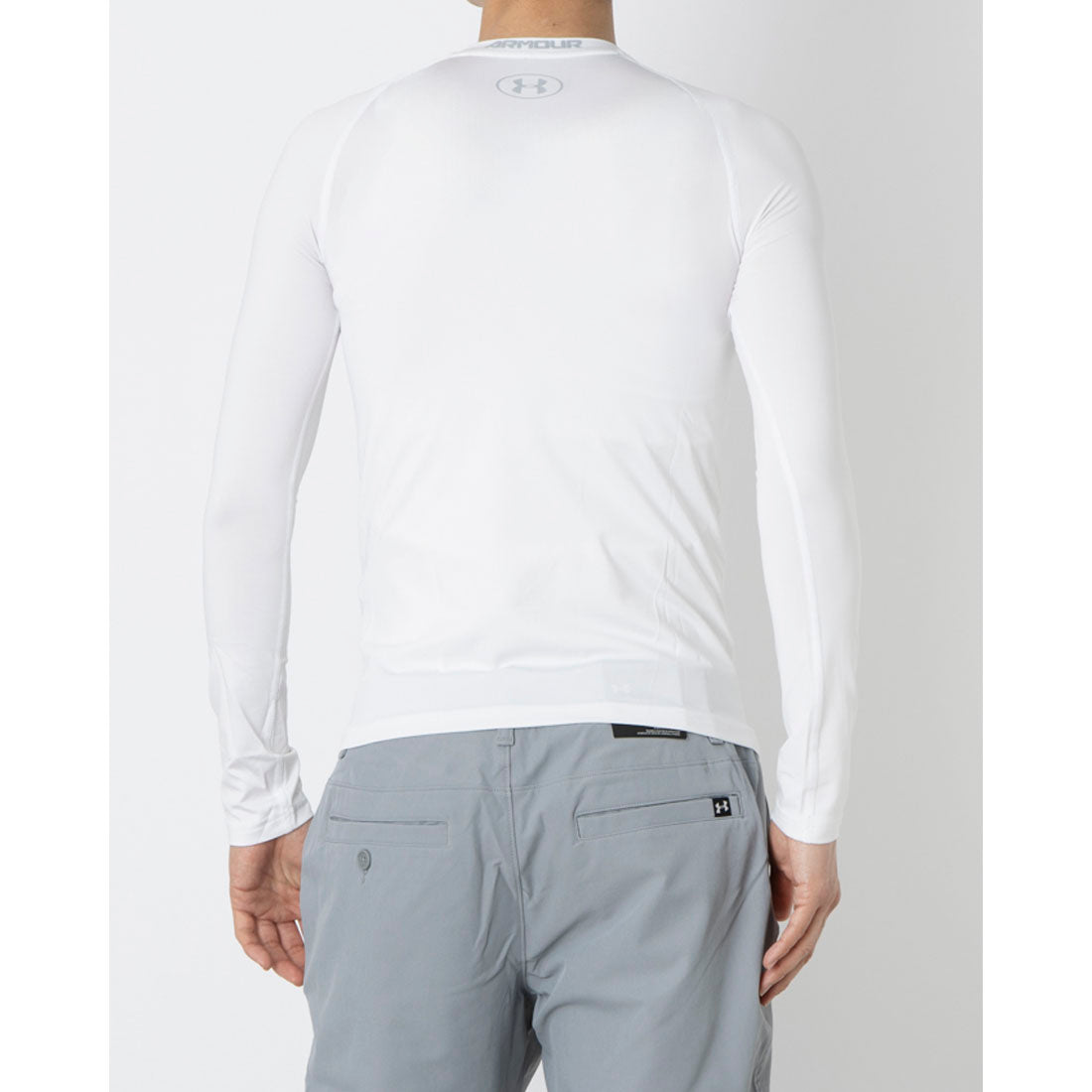 アンダーアーマー UNDER ARMOUR ヒートギア アーマー ロングスリーブ 長袖Tシャツ （ホワイト×グレー） ホワイト×グレー
