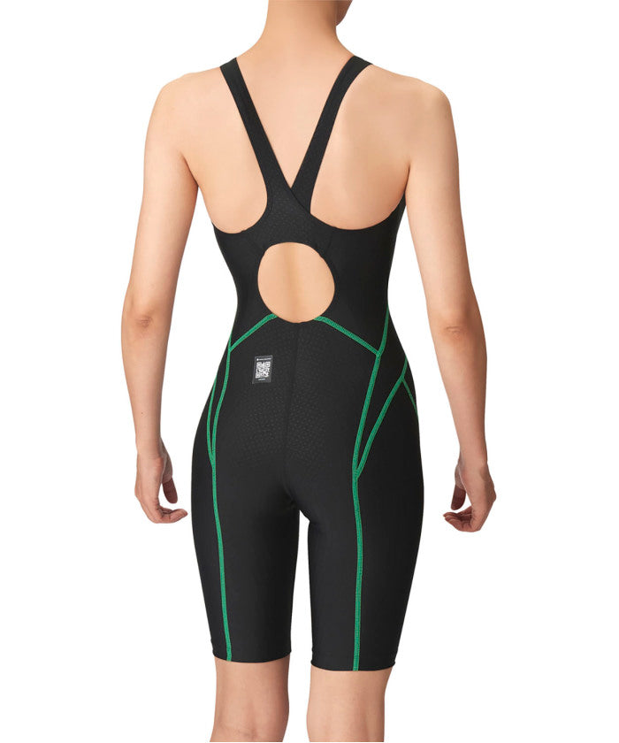 アンダーアーマー UNDER ARMOUR アリーナ arena スイミング レーシングワンピーススパッツ   オープンバック・ハーフレッグ   AS4FRC50L 【返品不可商品】 （BKGR ブラック×グリーン） BKGR ブラック×グリーン