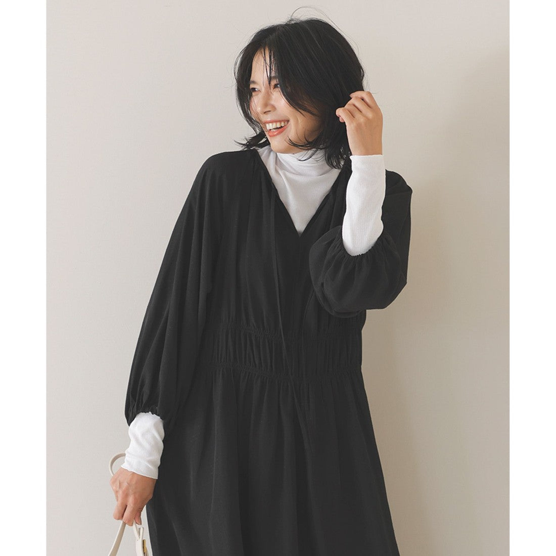 UNFILO 【洗える】コットンカシミヤ リブタートル