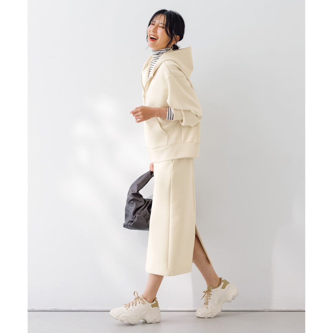 UNFILO 【洗える】コットンカシミヤ リブタートル