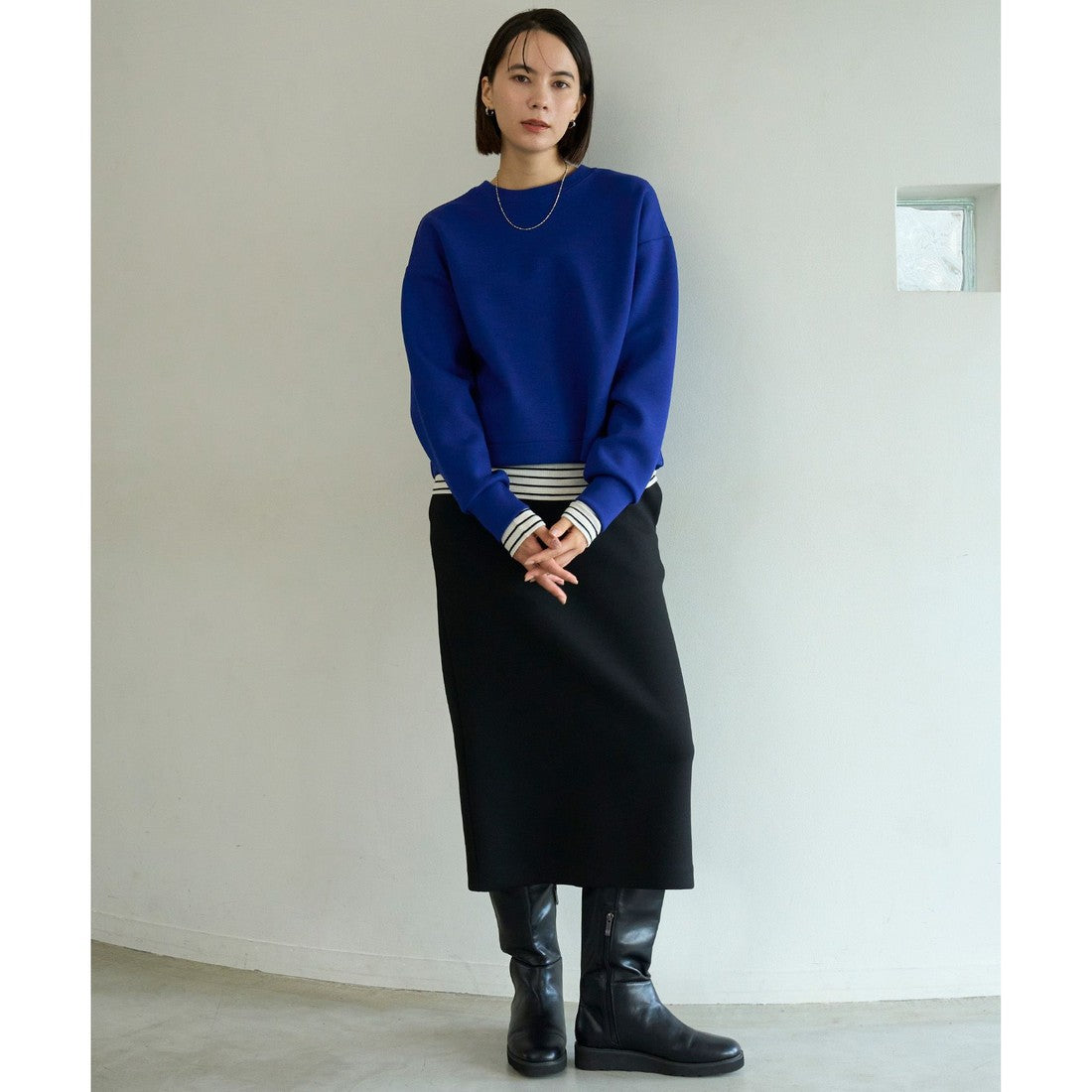 UNFILO BEAUTY FORM JERSEY Iラインスカート （クリーム） クリーム