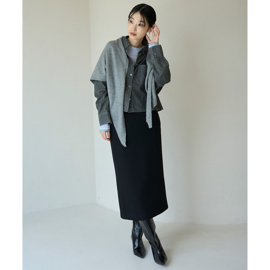 UNFILO BEAUTY FORM JERSEY Iラインスカート （クリーム） クリーム