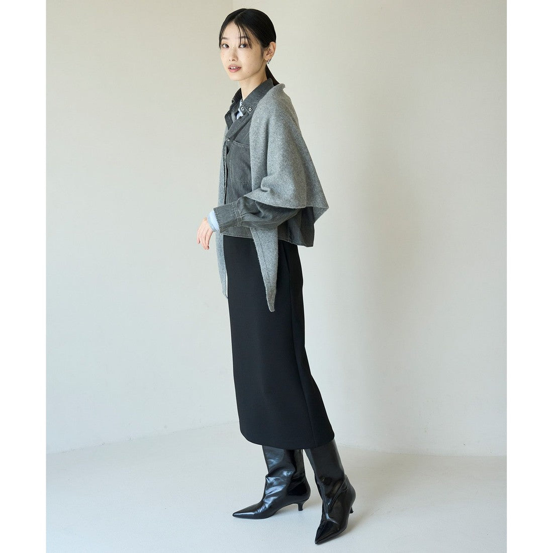 UNFILO BEAUTY FORM JERSEY Iラインスカート （クリーム） クリーム