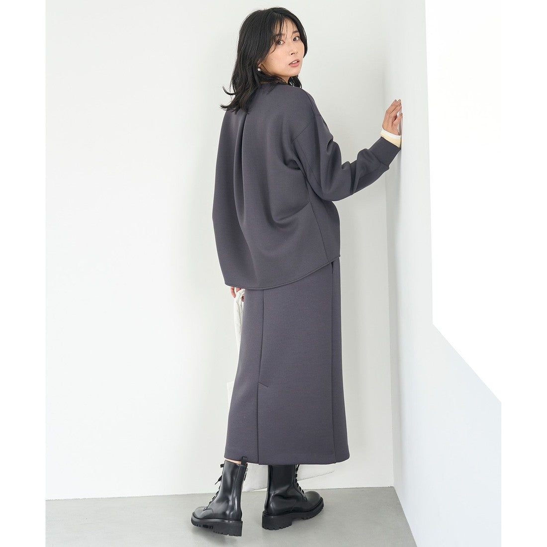 UNFILO BEAUTY FORM JERSEY Iラインスカート （クリーム） クリーム