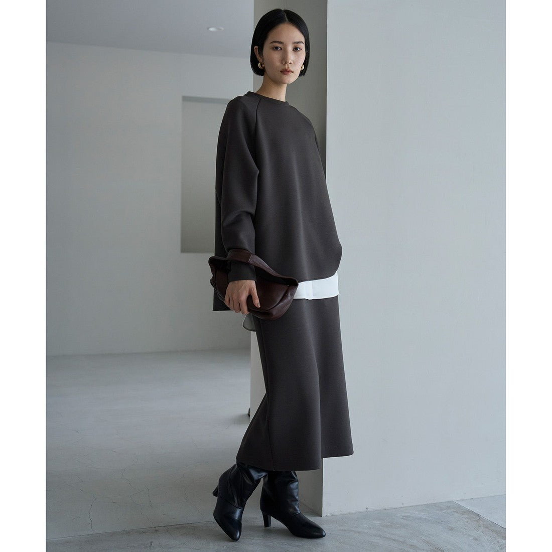 UNFILO BEAUTY FORM JERSEY Iラインスカート （クリーム） クリーム