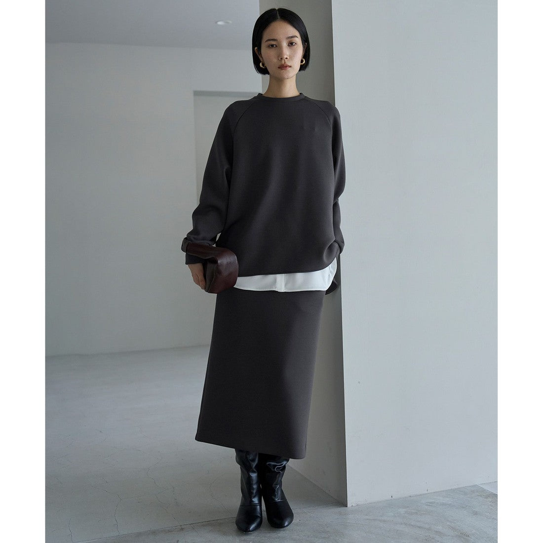 UNFILO BEAUTY FORM JERSEY Iラインスカート （クリーム） クリーム