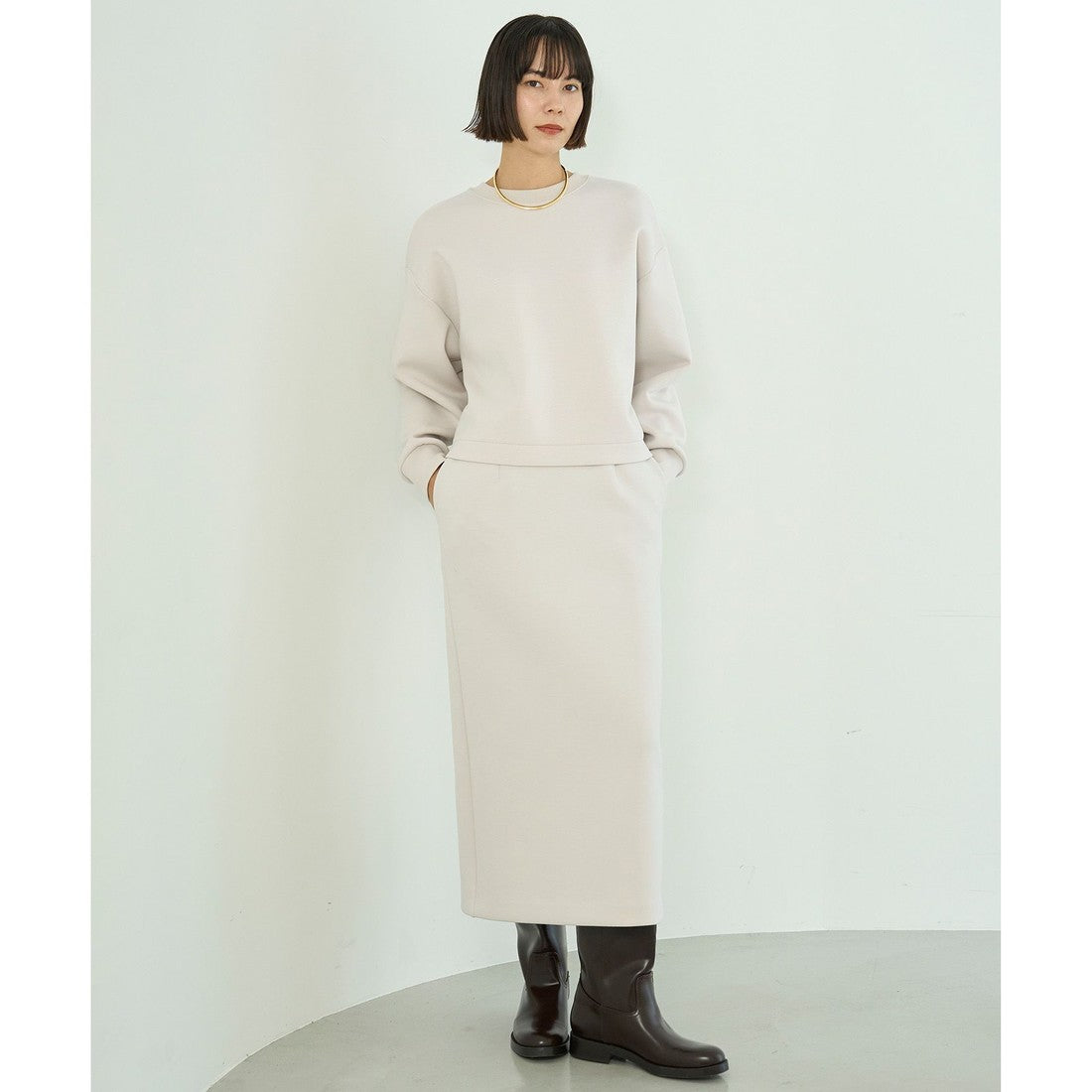 UNFILO BEAUTY FORM JERSEY Iラインスカート （クリーム） クリーム