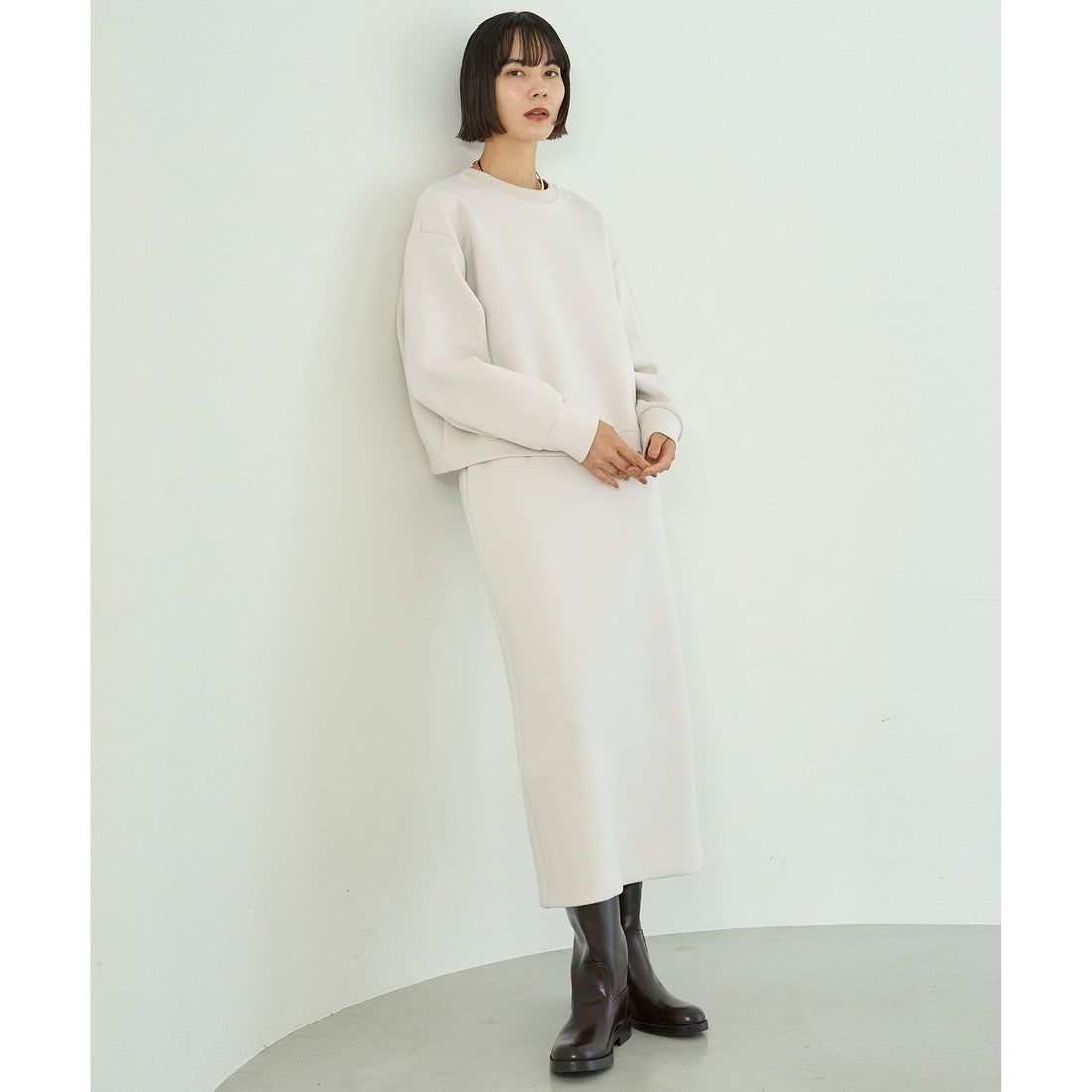 UNFILO BEAUTY FORM JERSEY Iラインスカート （クリーム） クリーム