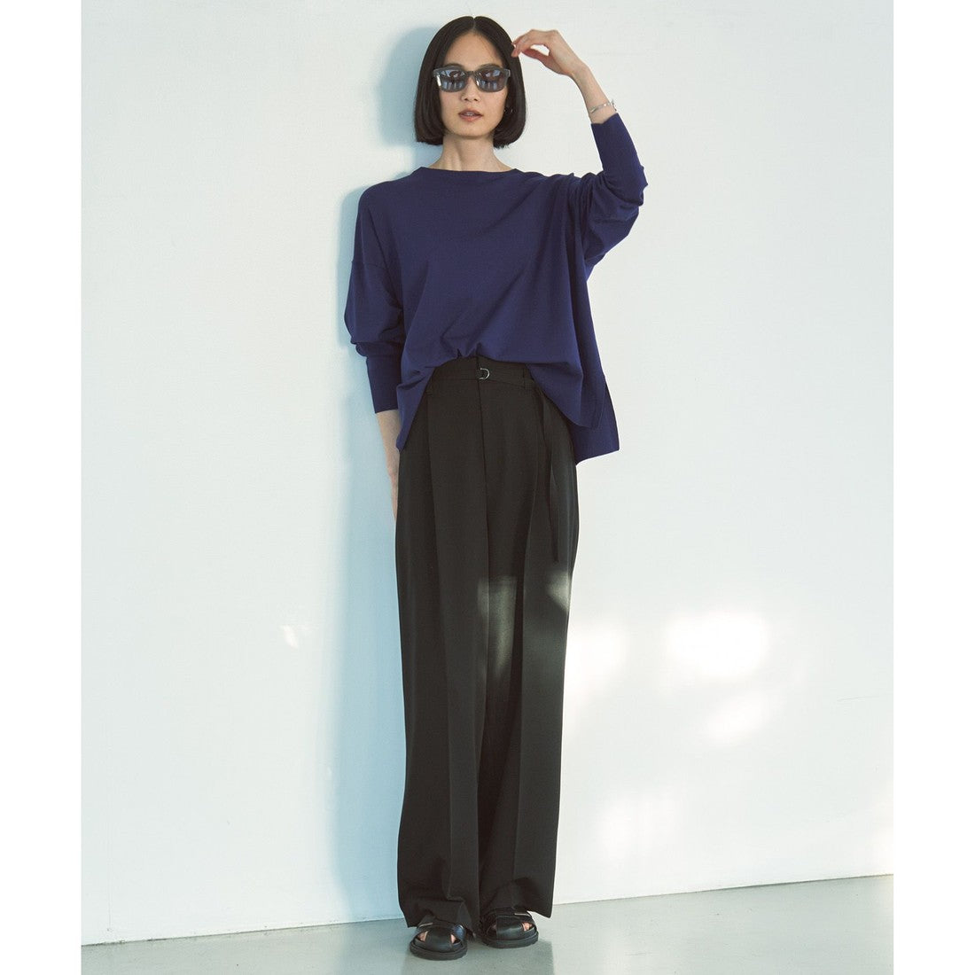 UNFILO 【抗菌防臭/UVケア】マイビューティ クルーネック ニット （ダルブルー） ダルブルー