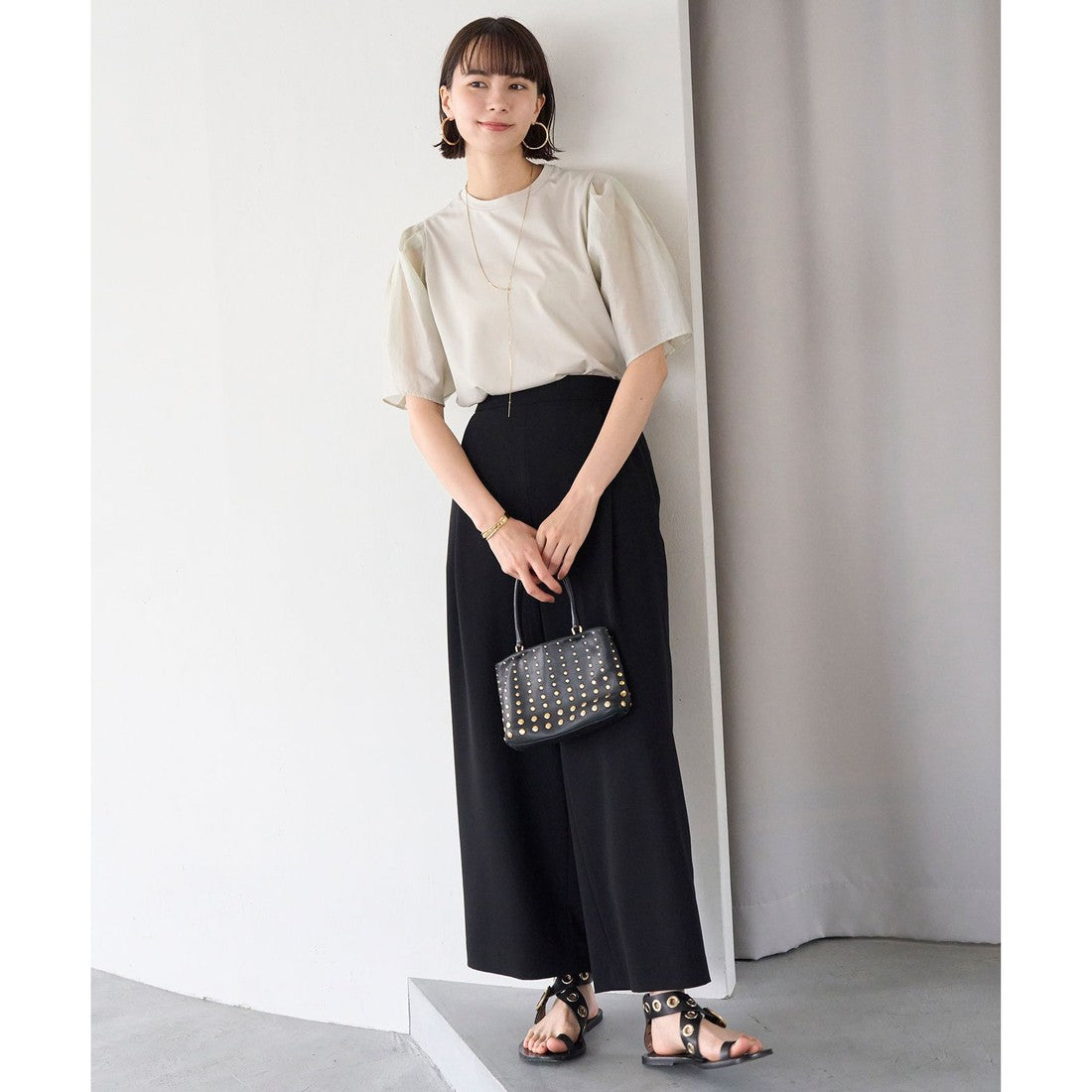 UNFILO 【接触冷感/UVケア】サマーセットアップ ワイドパンツ （アイスグレー） アイスグレー