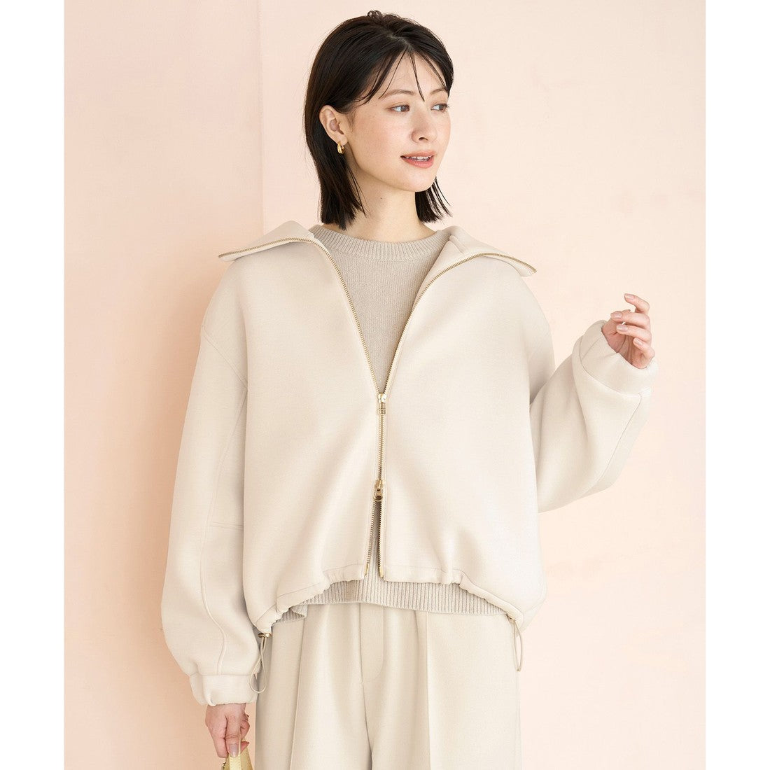 UNFILO 【VERY×UNFILOコラボ】BEAURY FORM JERSEY+ ZIPブルゾン （グレージュ） グレージュ