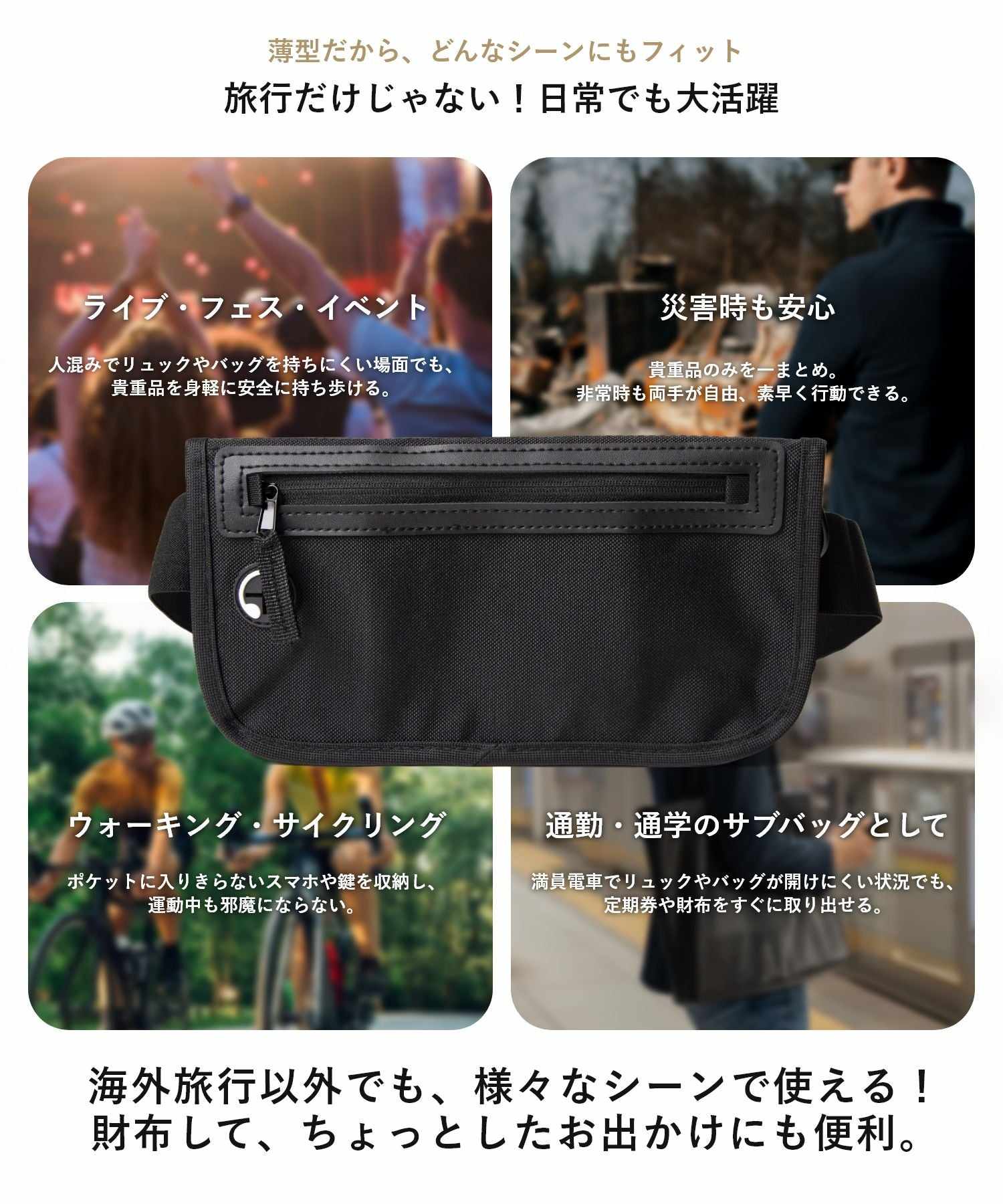 アンノウンアンドコー UNKNOWN&Co. アンノウンアンドコー UNKNOWN＆Co. ウォータープルーフ 0.3L セキュリティポーチ スキミング防止 ウエストバッグ ユニセックス バッグ 財布 パスポートケース 海外 （BLACK/ブラック） BLACK/ブラック