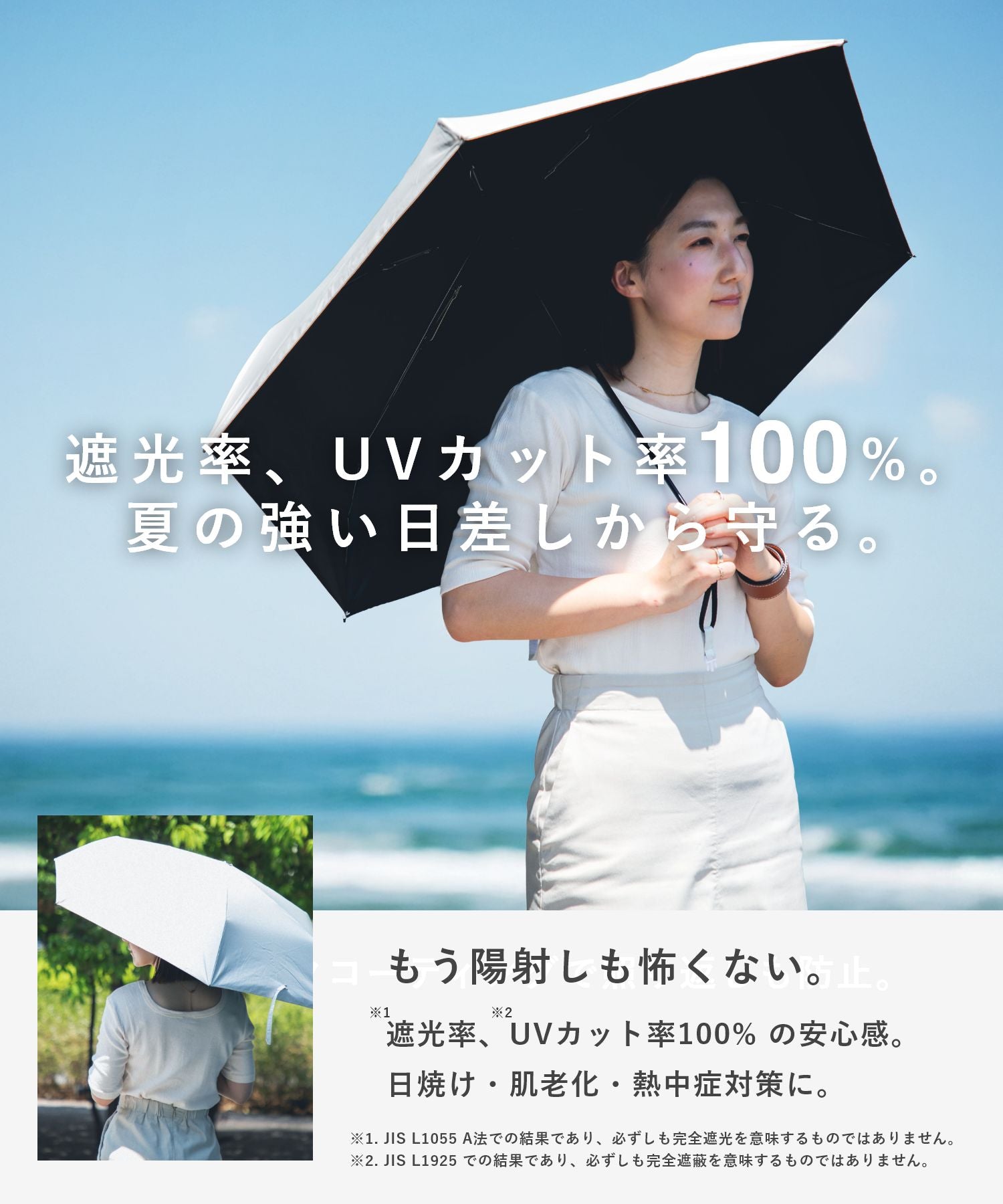 アンノウンアンドコー UNKNOWN&Co. アンノウンアンドコー UNKNOWN＆Co. UV CUT PARASOL 日傘 折りたたみ 完全遮光 自動開閉 軽量 撥水 ユニセックス （WHITE/ホワイト） WHITE/ホワイト