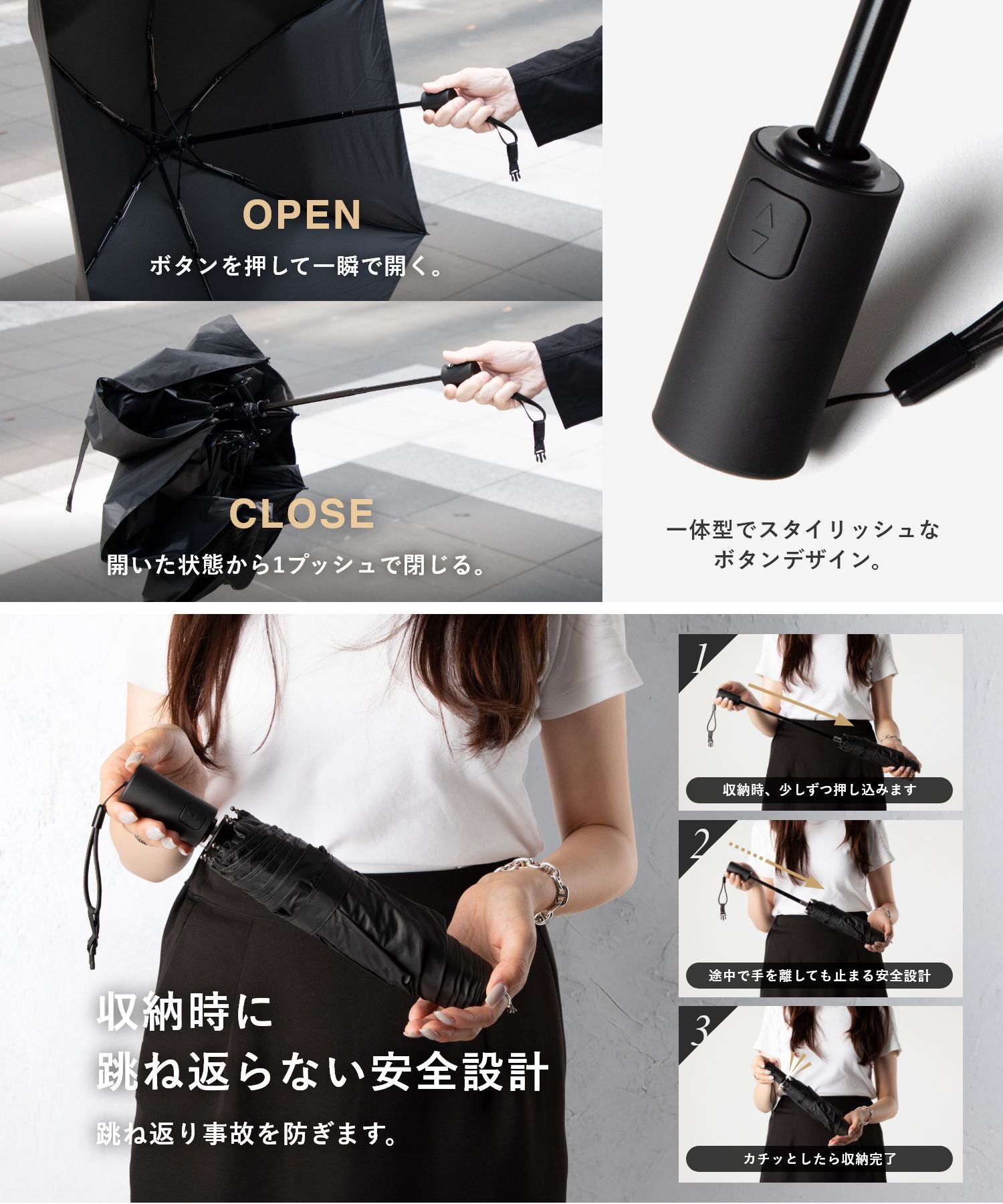 アンノウンアンドコー UNKNOWN&Co. アンノウンアンドコー UNKNOWN＆Co. UV CUT PARASOL 日傘 折りたたみ 完全遮光 自動開閉 軽量 撥水 ユニセックス （WHITE/ホワイト） WHITE/ホワイト