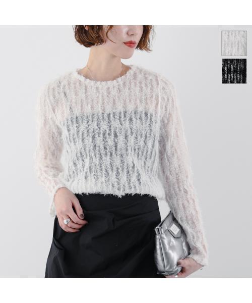 アンソフィー UN-SOPHIE UN-SOPHIE カットソー FEATHER TULLE TOPS UNG2408201 フェザー （OFF-WHITE/ホワイト） OFF-WHITE/ホワイト