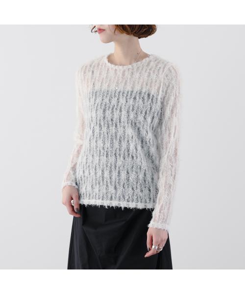 アンソフィー UN-SOPHIE UN-SOPHIE カットソー FEATHER TULLE TOPS UNG2408201 フェザー （OFF-WHITE/ホワイト） OFF-WHITE/ホワイト