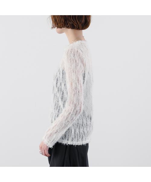 アンソフィー UN-SOPHIE UN-SOPHIE カットソー FEATHER TULLE TOPS UNG2408201 フェザー （OFF-WHITE/ホワイト） OFF-WHITE/ホワイト