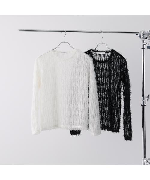 アンソフィー UN-SOPHIE UN-SOPHIE カットソー FEATHER TULLE TOPS UNG2408201 フェザー （OFF-WHITE/ホワイト） OFF-WHITE/ホワイト