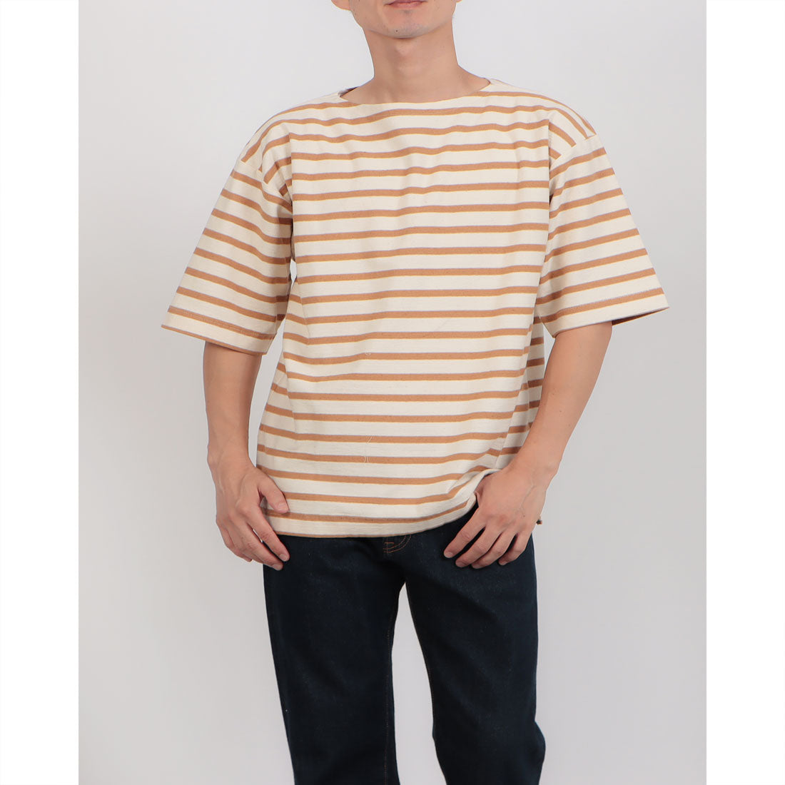 アンダイドスタンダード UNDYED STANDARD UNDYED STANDARD アンダイドスタンダードTERRA BORDAR S/S Tee テラボーダーショートスリーブT USN24SLS088 （ホワイト×タン） ホワイト×タン