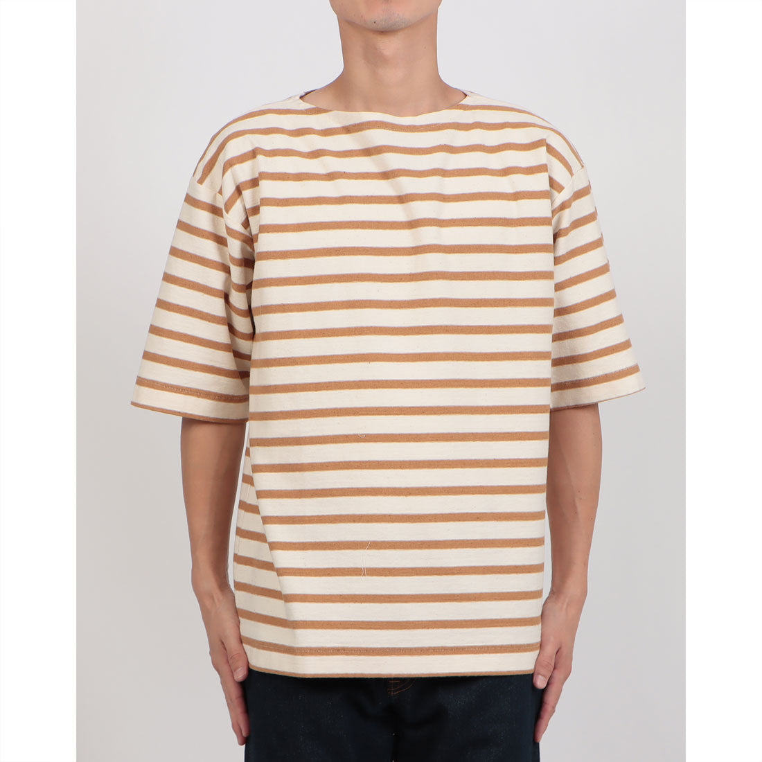 アンダイドスタンダード UNDYED STANDARD UNDYED STANDARD アンダイドスタンダードTERRA BORDAR S/S Tee テラボーダーショートスリーブT USN24SLS088 （ホワイト×タン） ホワイト×タン